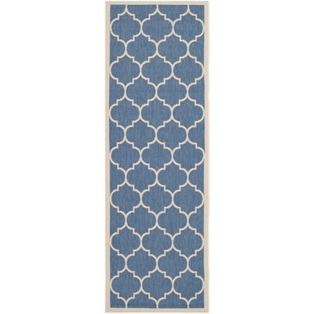 Safavieh 2 Ft. -3 In. X 6 Ft. -7 In. Runner Indoor-Outdoor Courtyard- Blue And Beige- Machine Made Rug CY6914-243-27